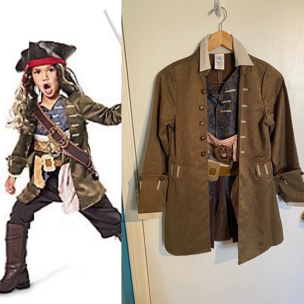 Pirates of the Caribbean/Captain Jack Sparrow costume w/ hat/wig Boys Size 11/12